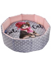 CAMA MASCOTA REDONDA "CUTE CAT" 