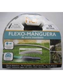 FLEXO-MANGUERA DE ACERO INOXIDABLE 15 METROS CON LANZA DE RIEGO