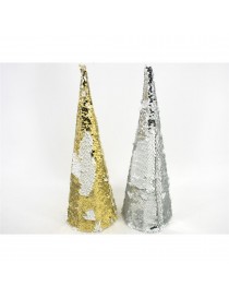 CONO ARBOL NAVIDAD 80 CM. LENTEJUELAS 20 LED