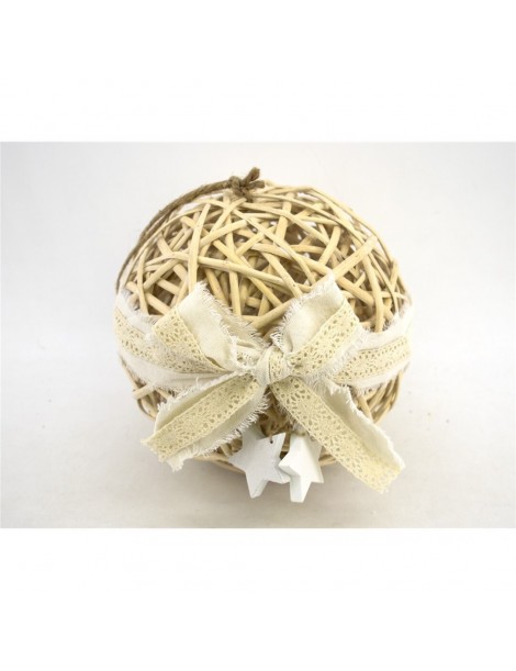 BOLA NAVIDAD 20 CM. MIMBRE DECORADA CON LAZO