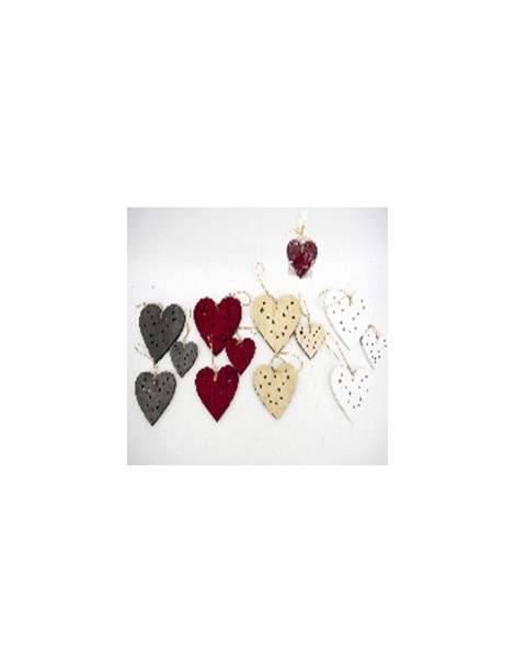 SET 3 CORAZONES NAVIDAD DECORDAS 7-10 Y 12 CM. 