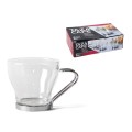 TAZA CAFE CRISTAL Y METAL, CAJA DE 6 UNIDADES