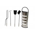 SET 4 ACCESORIOS CHIMENEA ACERO PLATEADO 23X15X66