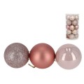 SET 20 BOLAS NAVIDAD MOTLEY ROSA 8 CM. 3S