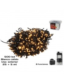 GUIRNALDA 500 LED CALIDO EXTERIOR 8 FUNCIONES 25,5 + 5 METROS