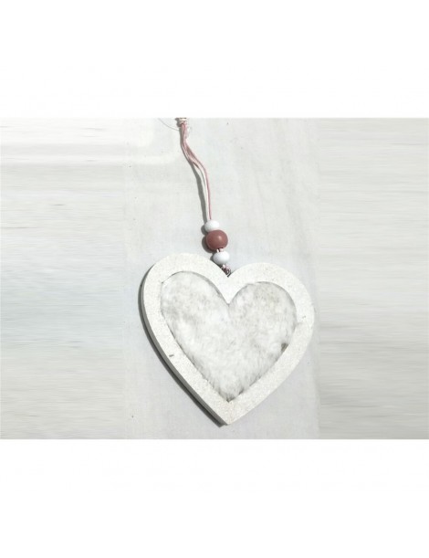 COLGANTE NAVIDAD CORAZON BLANCO 10X9 CM.