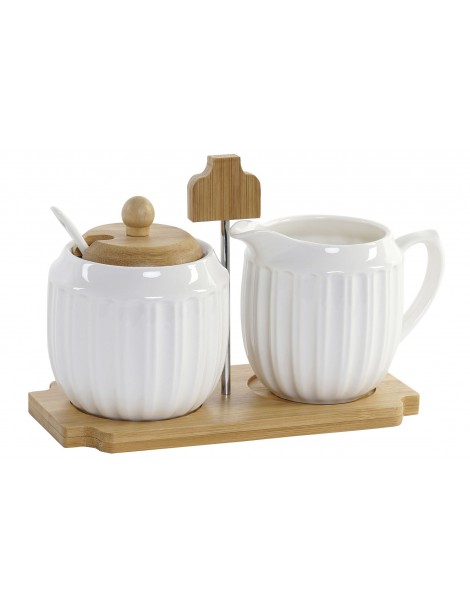 SET AZUCARERO LECHERA PORCELANA BAMBÚ