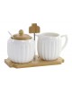 SET AZUCARERO LECHERA PORCELANA BAMBÚ