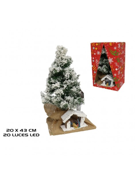 ÁRBOL CON NACIMIENTO NEVADOS 20 LED 20X45 CM