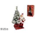 SANTA CON ÁRBOL NEVADO 30 LED 25X60 CM