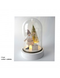 BASE CUPULA SANTA CLAUS REGALO 1 LED 12,5 CM