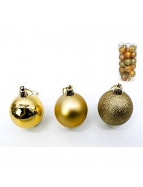 SET 24 BOLAS C/ASA NAVIDAD ORO 6-7 CM SURTIDAS