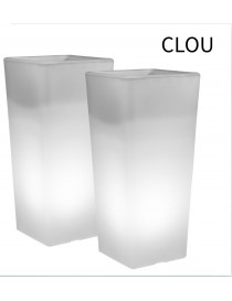 CLOU SET 2 MACETAS PARA EXTERIOR CUADRADA CON LUZ