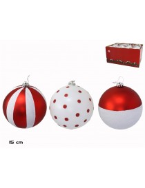 BOLA NAVIDAD CIRCUS ROJO 15 CM. 3 ST. UD