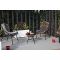 CONJUNTO DE JARDÍN BISTRO ACERO MESA Y 2 SILLAS CON COJINES