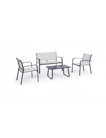 SET ARENT SOFA DOS PLAZAS, 2 BUTACAS Y MESA CON CRISTAL