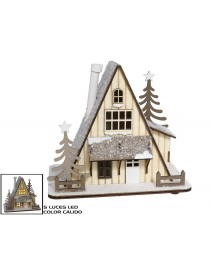 CASA MADERA CON LUZ MEDIDAS: 18.3X12.3X16 CM
