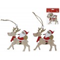 COLGANTE XMAS SANTA CON RENO. MEDIDAS: 10X9,3X0,5 2 UNIDADES SURTIDAS