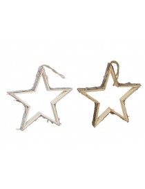COLGANTE NAVIDAD ESTRELLA MADERA 35X35 CM. 2 UNIDADES SURTIDAS
