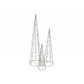 SET 3 CONOS NAVIDAD METAL COLOR PLATA 800 LUCES 80-60 Y 20 CM.