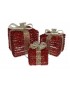 CAJA REGALO NAVIDAD LUCES LED ROJO CON LAZO PLATA