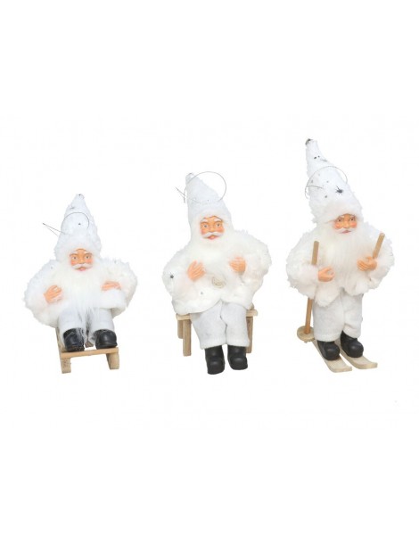 COLGANTE SANTA BLANCO INVERNAL 17 CM. 3 UNIDADES SURTIDAS