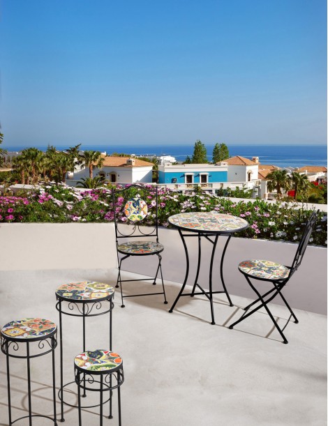 CONJUNTO MESA Y DOS SILLAS PALOMA ACERO Y CERAMICA