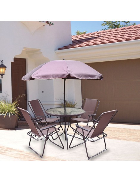CONJUNTO PARA JARDIN MALAGA MESA, 4 SILLAS Y PARASOL CENTRAL