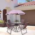 CONJUNTO PARA JARDIN MALAGA MESA, 4 SILLAS Y PARASOL CENTRAL
