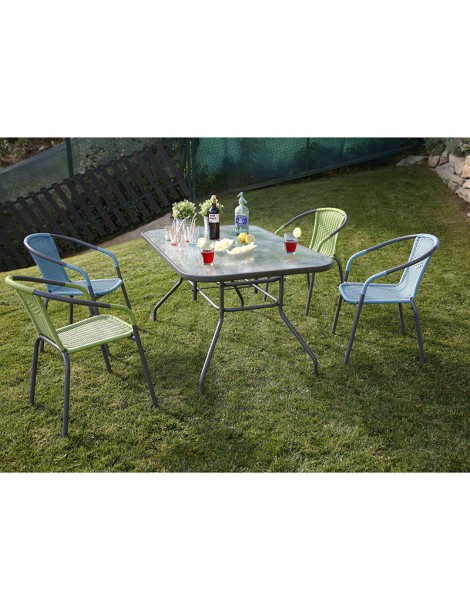 MESA JARDIN BASIC RECTANGULAR 142X90X71 CM. CON ORIFICIO PARA SOMBRILLA