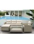 CONJUNTO JARDIN RATANMORA SOFA 2 PLAZAS, SILLON, MESA Y REPOSAPIES CON COJINES