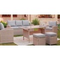 CONJUNTO JARDIN RATAN MADAGASCAR. SOFA, 2 SILLONES, 2 PUFF Y MESA