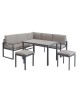 CONJUNTO JARDIN ALUMINIO CÓRCEGA 2 SOFAS, MESA Y 2 TABURETES