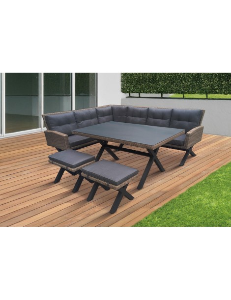 CONJUNTO JARDIN RATAN PASCUA 2 SOFAS, 2 TABURETES Y MESA