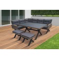 CONJUNTO JARDIN RATAN PASCUA ESQUINERO 2 SOFAS, 2 TABURETES Y MESA