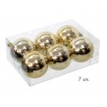 CAJA 6 BOLAS PLASTICO ORO 7 CM. 