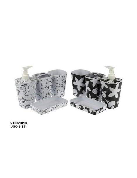 JGO. 4 PCS. BAÑO MEALM BLANCO/NEGRO