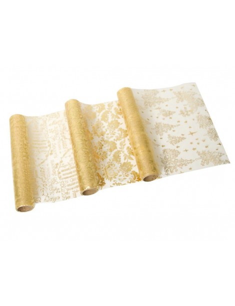 ROLLO ORGANZA ORO 3 DECORADOS 30 CM. X 5 METROS