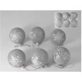 SET 6 BOLAS NAVIDAD DECORADAS GRIS 6 CM. 