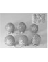SET 6 BOLAS NAVIDAD DECORADAS GRIS 6 CM. 