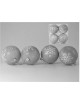 SET 4 BOLAS NAVIDAD DECORADAS GRIS 8 CM. 