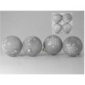SET 4 BOLAS NAVIDAD DECORADAS GRIS 8 CM. 