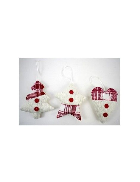 COLGANTE NAVIDAD TELA ROJO Y BLANCO