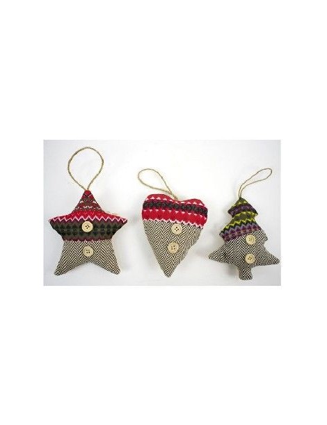 COLGANTE NAVIDAD TELA MARRON ROJO