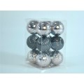 SET 12 BOLAS NAVIDAD SURTIDAS GRIS 7 CM. 