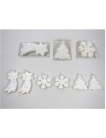 SET 2 COLGANTE NAVIDAD FLOCADOS BLANCO 12 CM. 