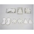 SET 2 COLGANTE NAVIDAD FLOCADOS BLANCO 12 CM. 